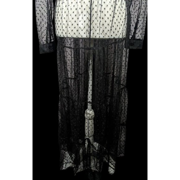Vintage Spoon Jeans Sheer Black Polka Dot Maxi Dress - Picture 15 of 16